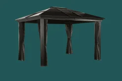 Sojag Hard-Top Gazebos-Sedona Hardtop Gazebo, 10 ft. x 12 ft. Dark Brown