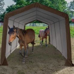 ShelterLogic Portable Sheds-20 x 10 x 8 ft Brown 3-in-1 Run-in Shelter