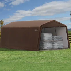 ShelterLogic Portable Sheds-20 x 10 x 8 ft Brown 3-in-1 Run-in Shelter