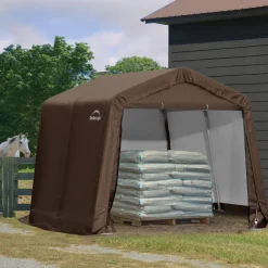 ShelterLogic Portable Sheds-10 x 10 x 8 ft Brown 3-in-1 Loafing Shed
