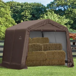 ShelterLogic Portable Sheds-10 x 10 x 8 ft Brown 3-in-1 Loafing Shed