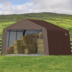 ShelterLogic Portable Sheds-12 x 12 x 8 ft Brown 3-in-1 Loafing Shed