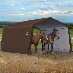 ShelterLogic Portable Sheds-12 x 20 x 8 ft Brown 3-in-1 Run-in Shelter