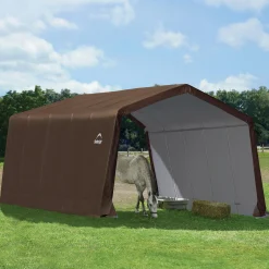 ShelterLogic Portable Sheds-12 x 20 x 8 ft Brown 3-in-1 Run-in Shelter