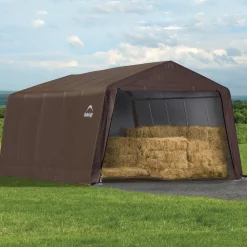 ShelterLogic Portable Sheds-12 x 20 x 8 ft Brown 3-in-1 Run-in Shelter