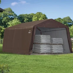 ShelterLogic Portable Sheds-12 x 20 x 8 ft Brown 3-in-1 Run-in Shelter