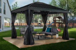 Sojag Gazebo Curtains-Skylight Black Spun Polyester Curtains 10 ft. x 12 ft.