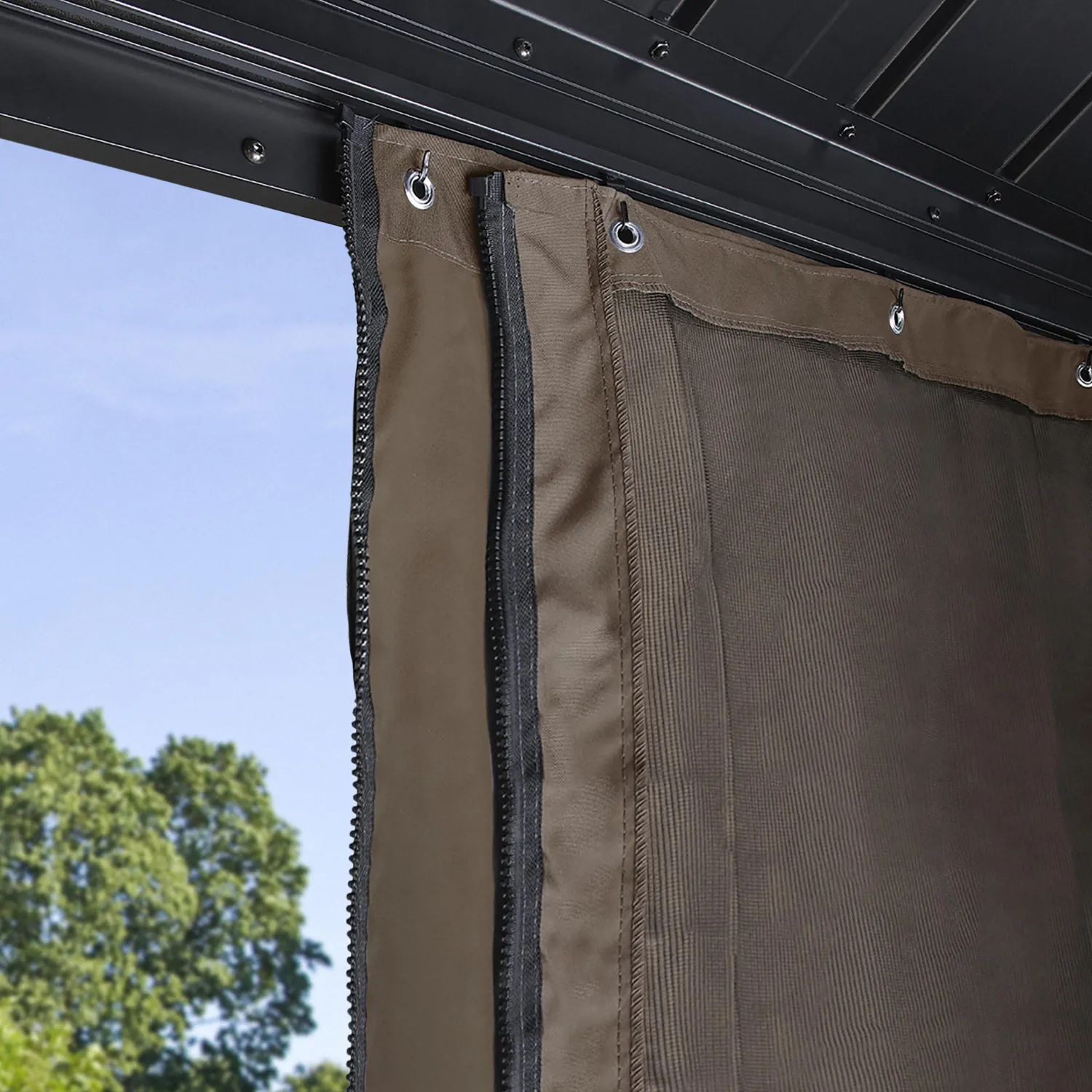 Sojag Gazebo Curtains-Brown Curtains for Sumatra Gazebo, 10 ft. x 12 ft., Poly, Outdoor Shades