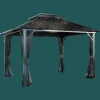 Sojag Hard-Top Gazebos-Genova II 12 x 12 ft Dark Brown Gazebo