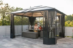 Sojag Gazebo Curtains-Grey Curtains for Savino Gazebo, 12 ft. x 14 ft., Polyester, Outdoor Shades