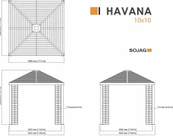 Sojag Hard-Top Gazebos-Havana 10 x 10 x 9 ft Black . Aluminum Frame Gazebo