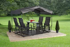 Sojag Outdoor Seating-Houston 5 x 9 x 6 ft Dark Brown 4-Seater Glider Swing