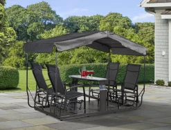 Sojag Outdoor Seating-Houston 5 x 9 x 6 ft Dark Brown 4-Seater Glider Swing
