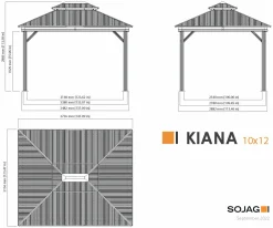 Sojag Hard-Top Gazebos-Kiana 10 x 12 x 9.5 ft Black Double Roof Aluminum Frame Gazebo With Netting