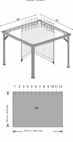Sojag Gazebo Curtains-Messina/Mykonos 10 x 10 x 7 ft Taupe Curtains for Messina/Mykonos Gazebo,