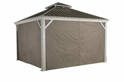 Sojag Gazebo Curtains-Monaco/Messina/Mykonos 12 x 14 x 7 ft Taupe Curtains for Ventura Gazebo