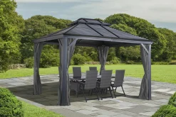 Sojag Gazebo Curtains-Monaco/Messina/Mykonos 12 x 12 x 7 ft Grey Grey Spun Polyester Curtains