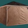 Sojag Gazebo Curtains-Sanibel Wood Effect Gazebo 10 x 10 x 7 ft Dark Brown Polyester Curtains