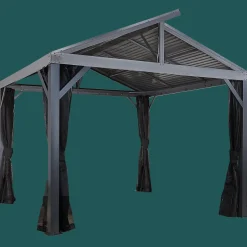Sojag Hard-Top Gazebos-South Beach II Hardtop Gazebo, 12 ft. x 12 ft. Light Gray