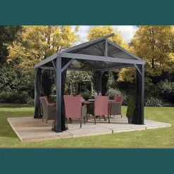 Sojag Hard-Top Gazebos-South Beach II Hardtop Gazebo, 12 ft. x 12 ft. Light Gray