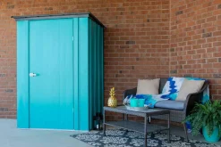 Arrow Garden Sheds|Metal Sheds-Spacemaker Patio Steel Storage Shed, 4 ft. x 3 ft. Teal and Anthracite