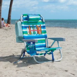 Rio Beach Backpack Beach Chairs-Tommy Bahama Green Stripe Chair