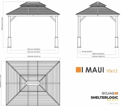 Tommy Bahama Hard-Top Gazebos-Maui 10 x 12 x 10 ft Gazebo