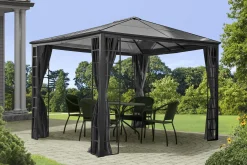 Sojag Gazebo Curtains-Turia Grey Polyester Curtains 10 ft. x 12 ft.