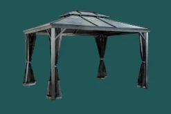 Sojag Hard-Top Gazebos-Ventura II Hardtop Gazebo, 10 ft. x 10 ft. Dark Grey