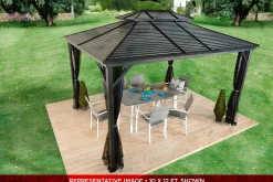 Sojag Hard-Top Gazebos-Ventura II Hardtop Gazebo, 10 ft. x 10 ft. Dark Grey