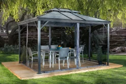 Sojag Hard-Top Gazebos-Ventura II Hardtop Gazebo, 10 ft. x 10 ft. Dark Grey
