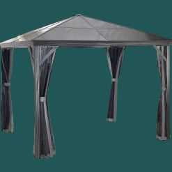 Sojag Hard-Top Gazebos-Verona Hardtop Gazebo, 10 ft. x 14 ft. Dark Gray