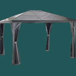 Sojag Hard-Top Gazebos-Verona Hardtop Gazebo, 10 ft. x 14 ft. Dark Gray