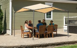 ShelterLogic Soft-Top Gazebos-10x10 Pacifica Gazebo Canopy Charcoal Frame and Marzipan Tan Cover